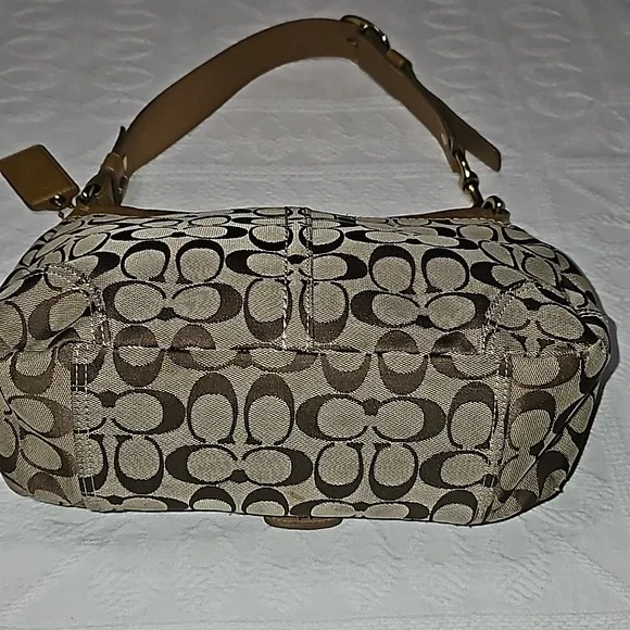 VTG Coach purse Y2K brown and patent leather yellow gold 12562 - Picture 7 of 12